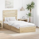 vidaXL Lit de Rangement Chêne Sonoma 75 x 190 cm Bois d'ingénierie