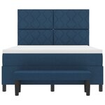 vidaXL Lit à ressorts avec matelas et banc bleu 140x200 cm tissu