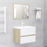 vidaXL Armoire d'évier et lavabo intégré Blanc/chêne sonoma Aggloméré