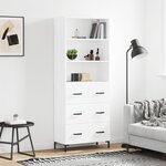 vidaXL Buffet haut Blanc 69 5x34x180 cm Bois d'ingénierie