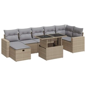 vidaXL Salon de jardin avec coussins 8 Pièces beige résine tressée