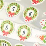 36 stickers ronds calendrier de l'Avent - couronnes