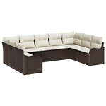 vidaXL Ensemble de canapé de jardin 9 Pièces Marron et blanc polyrotin