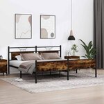 vidaXL Cadre de lit en métal sans matelas chêne fumé 193x203 cm