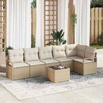 vidaXL Ensemble de Jardin 7 Pièces avec Coussins en Poly Rotin Marron