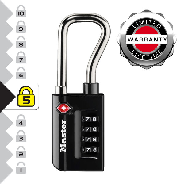 4696EURDBLK Cadenas à Combinaison TSA  Noir   10 6 x 3 5 x 1 4 cm