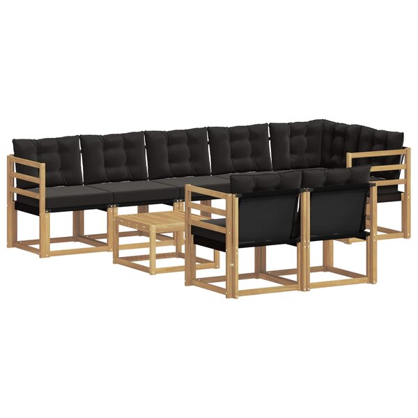 vidaXL Ensemble de canapés d'extérieur 9 pc Blanc et noir