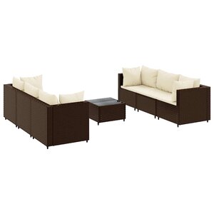 vidaXL Salon de jardin avec coussins 7 Pièces marron résine tressée