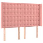 vidaXL Tête de lit à LED Rose 147x16x118/128 cm Velours