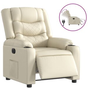 vidaXL Fauteuil inclinable électrique Crème Similicuir