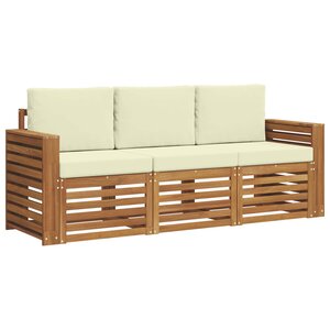vidaXL Ensembles de canapés 3 pc Naturel et Crème Bois d'Acacia Massif