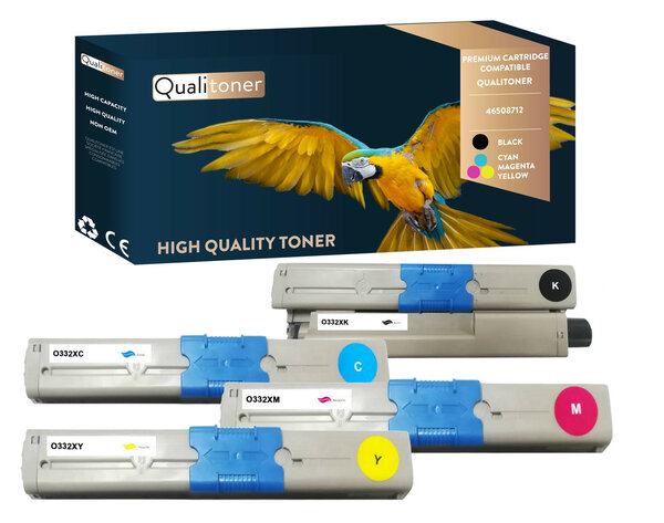 Qualitoner x4 toners 46508712 (noir + cyan + magenta + jaune) compatible pour oki