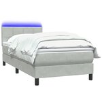 vidaXL Sommier à lattes de lit et matelas et LED gris clair 90x210 cm velours