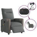 vidaXL Fauteuil inclinable de massage électrique gris foncé tissu