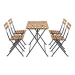 Salon de jardin 5 pièces avec table et 4 chaises pliantes noir naturel 03_0010534