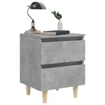 vidaXL Table de chevet avec pieds en pin Gris béton 40x35x50 cm