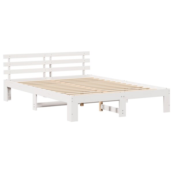 vidaXL Cadre de Lit en Bois Blanc Bois 160 x 200 cm Durable