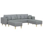 Sofa en tissu avec coussin 3 Pièces Gris clair 208 cm tissu