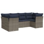 vidaXL Salon de jardin 6 Pièces avec coussins gris résine tressée