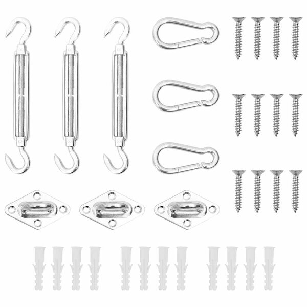 vidaXL Jeu d'accessoires de voile d'ombrage 9 Pièces Acier inoxydable