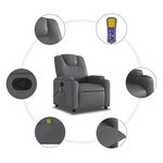 vidaXL Fauteuil de massage inclinable Gris Similicuir