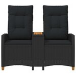 vidaXL Banc inclinable avec table 2 -Seater 126 x 65 x 112 cm Noir