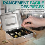 ACROPAQ Caisse à Monnaie - Petite caisse 20.5x16x9cm- 8 compartiments- 2 clés  Poignée de transport robuste- 100  sécurité - Argent