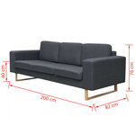 vidaXL Canapé avec 3 places Tissu Gris foncé