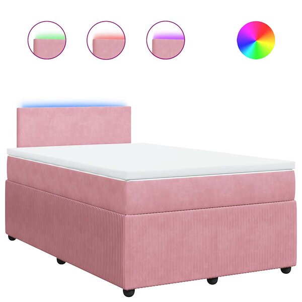 vidaXL Sommier à lattes de lit avec matelas rose 120x190 cm velours