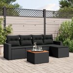 vidaXL Salon de jardin 6 Pièces avec coussins noir résine tressée