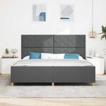 vidaXL Cadre de lit avec tête de lit Gris foncé 200 x 200 cm tissu
