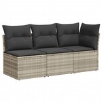 vidaXL Canapé de jardin et coussins 3 places gris clair résine tressée