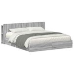 vidaXL Cadre de lit avec rangement Sonoma gris 180 x 200 cm