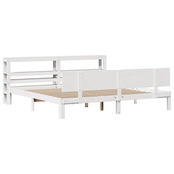 vidaXL Cadre de lit et tête de lit blanc 200x200 cm bois de pin massif