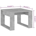 vidaXL Table d'appoint Gris béton 50x50x35 cm Bois d’ingénierie