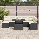 vidaXL Ensemble de canapé de jardin avec coussin 9 Pièces Noir Poly rotin