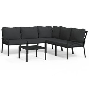 vidaXL Salon de jardin 6 Pièces avec coussins gris acier