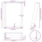 vidaXL Pieds de table basse en U 2 pièces Noir 28 x (42-43) cm Acier