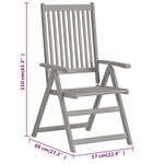 Vidaxl chaises inclinables de jardin 2 pièces gris bois solide d'acacia