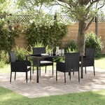 vidaXL Ensemble de salle à manger pour jardin 5 Pièces Noir Poly rotin