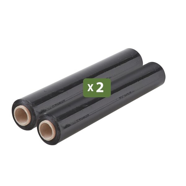 Pack And Move - Lot 2 Rouleaux Film Étirable - 300 M - Noir - Film Déménagement Film Emballage Film Palette Film Protection