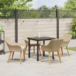 vidaXL Ensemble de salle à manger pour jardin 5 Pièces Beige polyrotin
