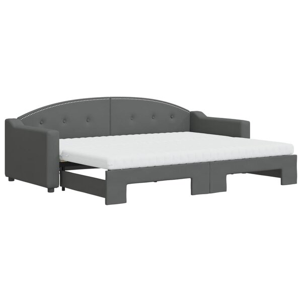 vidaXL Lit de jour avec gigogne et matelas gris foncé 80x200 cm tissu
