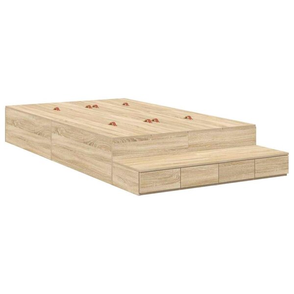 vidaXL Cadre de lit avec rangement avec tiroir Chêne Sonoma 120 cm