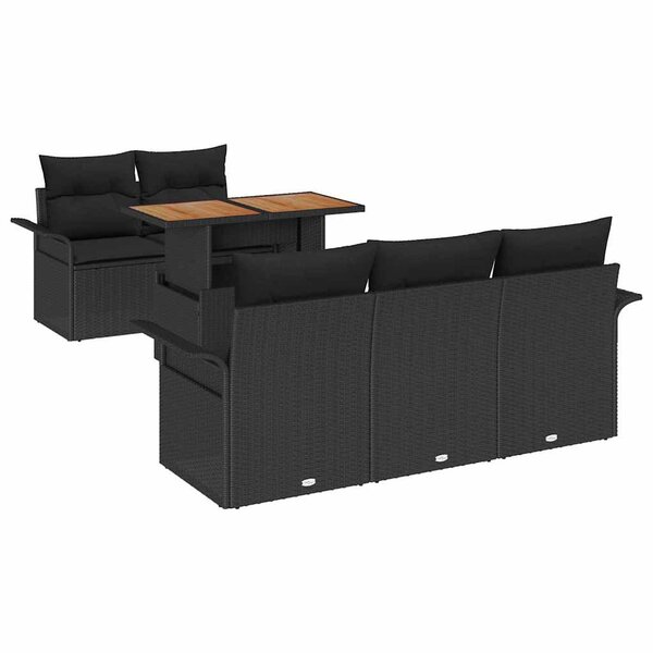 vidaXL Ensemble de canapé de jardin 6 Pièces Noir Poly rotin
