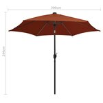 vidaXL Parasol de jardin et lumières LED mât en aluminium terre cuite