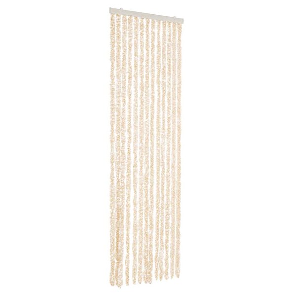 vidaXL Rideau anti-mouches beige et blanc 56x200 cm chenille