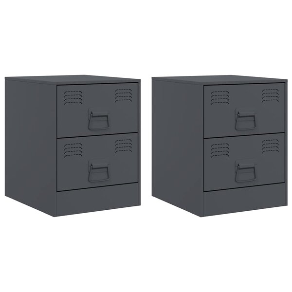 vidaXL Tables de chevet 2 Pièces anthracite 34 5x39x44 cm acier