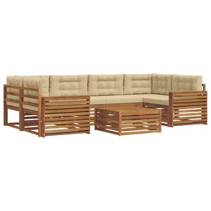 vidaXL Ensemble de canapés d'extérieur 7 Pièces Naturel et Beige