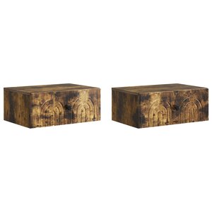 vidaXL Cabinet de chevet mural 2 Pièces Chêne fumé 49 x 34 5 x 20 cm